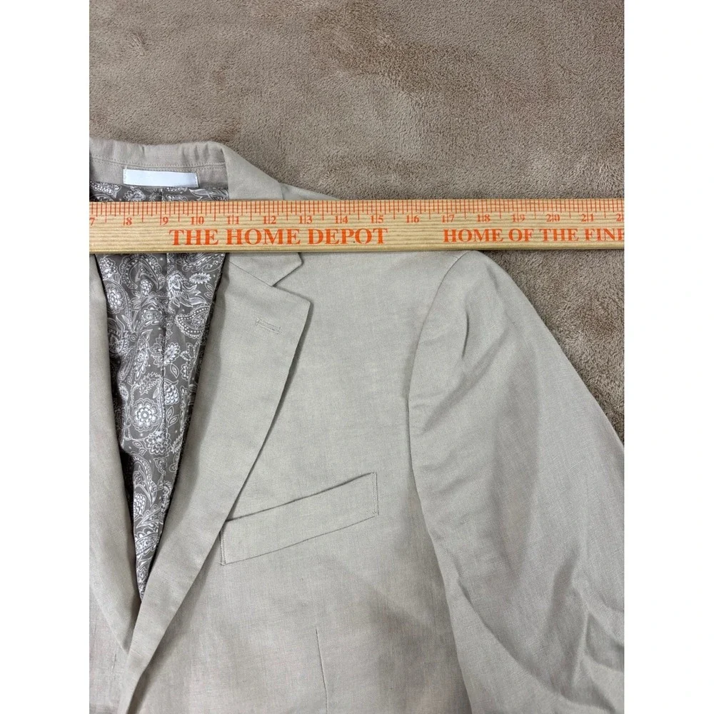 Lauren Ralph Lauren Black Label Linen Blazer‎ Men 36R Beige Floral Pattern Lined